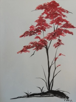 acrylic painting lesson for beginner How to Paint Red Tree 